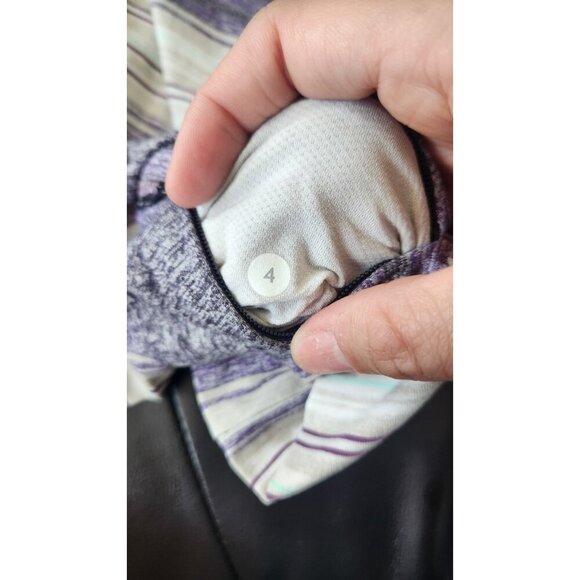 Lululemon Race Your Pace Long Sleeve Osaka Stripe Heathered Black Grape size 4 - Picture 3 of 7